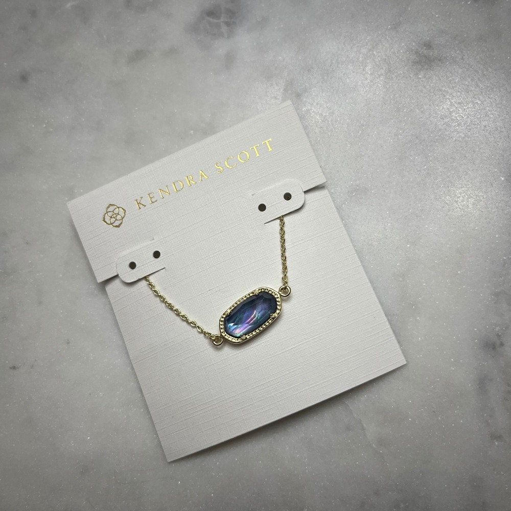 Kendra Scott Elaina Bracelet Adjustable Chain Navy Abalone 14K Yellow Gold Plate